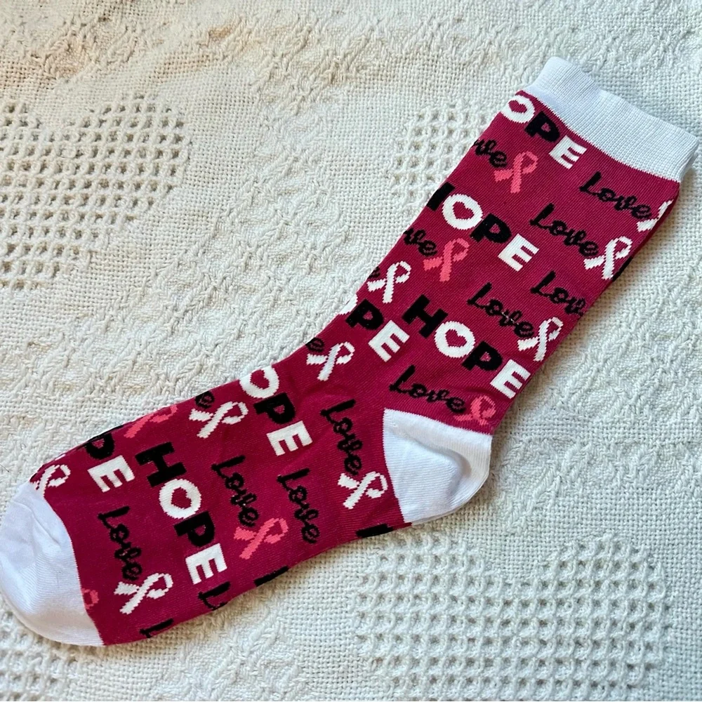 Breast Cancer Support Awareness Socks NWOT